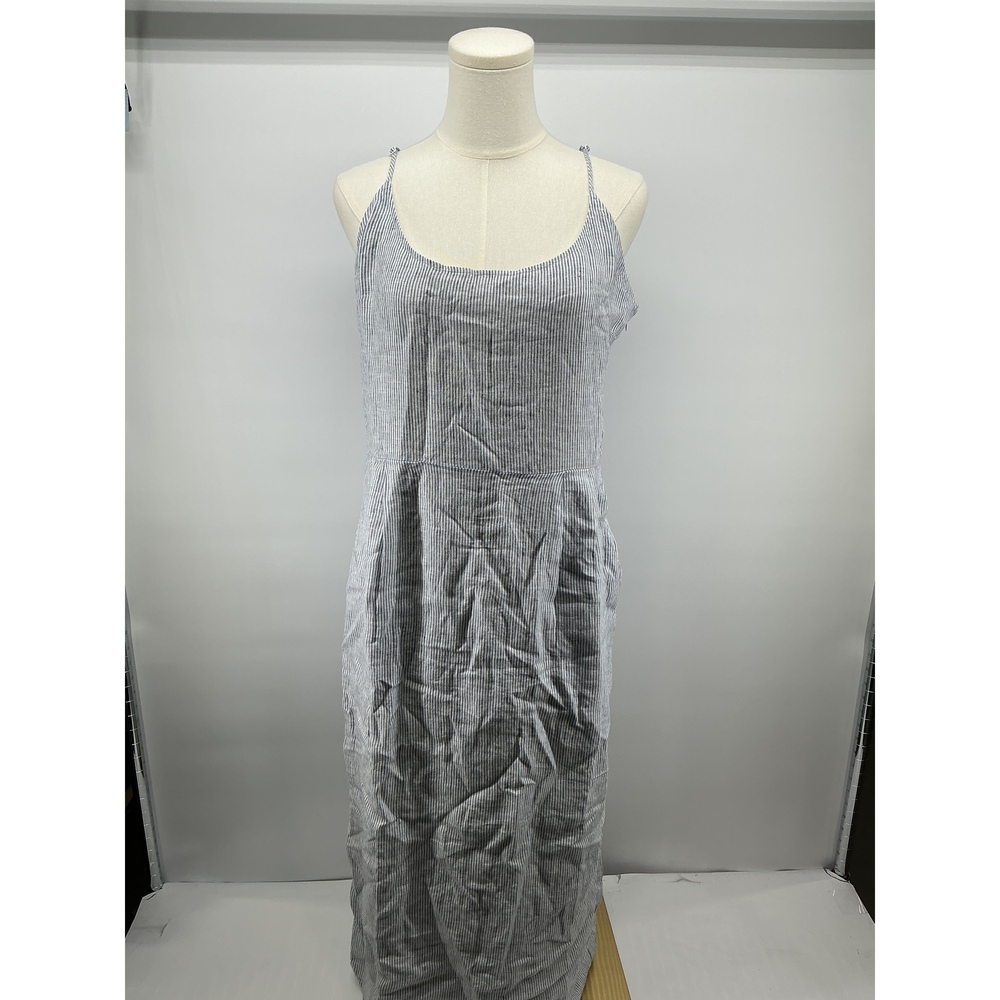 100% European Linen Scoop Neck Midi Dress